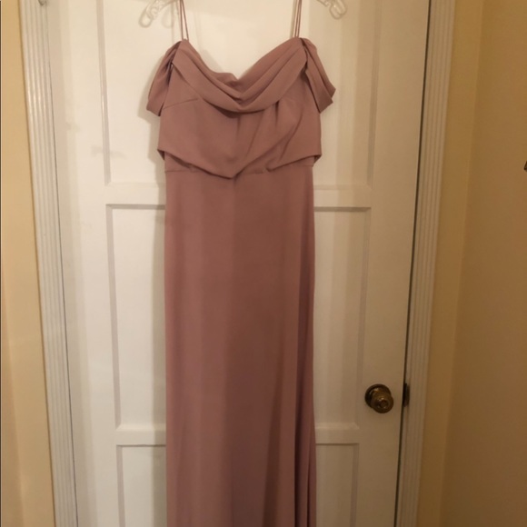 Jenny Yoo Sabine Off The Shoulder Gown Dress Fig - Picture 4 of 6